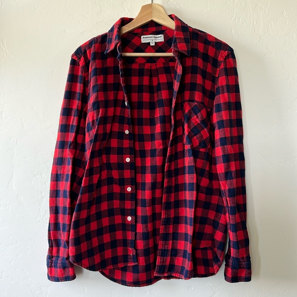 American Apparel Y2K Buffalo Check Button Down Flannel Shirt